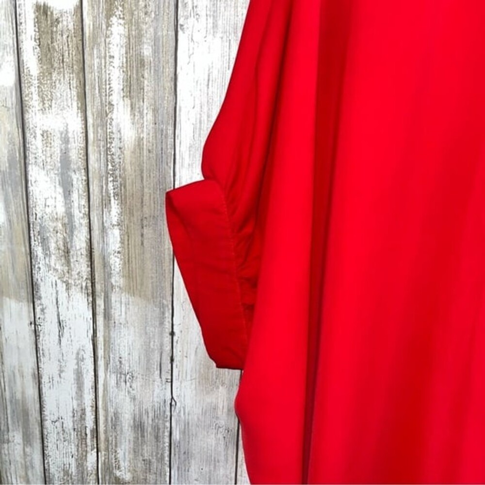 Entro Red Oversized Button Down Satin Blouse - Picture 5 of 5